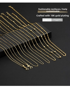 Macro detail of various S925 sterling silver chains with 18K gold plating finish