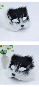 Detail of black and white faux fur texture on this animal cosplay fox mask