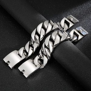 Chunky Cuban Chain Bracelet 316L Stainless Steel Heavy Punk Hip Hop Jewelry For Men Polished Matte Finish