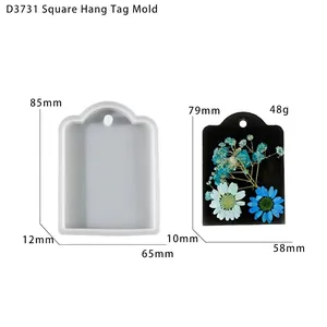 Detail of arched rectangular silicone mold for epoxy resin DIY tag with dimensions