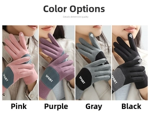 Detailansicht der Thermo-Sporthandschuhe mit Touchscreen in Pink, Lila, Grau und Schwarz