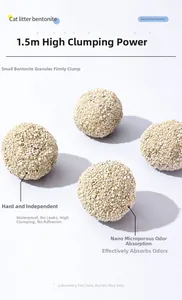Macro view of strong bentonite cat litter clumps after a 1.5-meter drop test