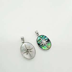 18k gold plated starburst pendants with pearl and abalone shell inlays for jewelry