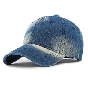 Vintage Washed Denim Baseball Cap Distressed Retro Cotton Peaked Hat Adjustable For Men Women Casual Streetwear