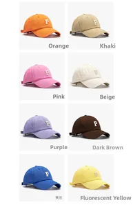 Detailed grid showing eight color options for the P letter embroidery baseball cap