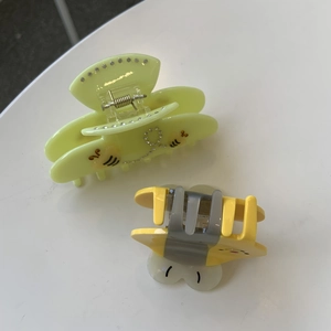 Yellow butterfly and bee hair claws with rhinestones for sweet women hairstyles