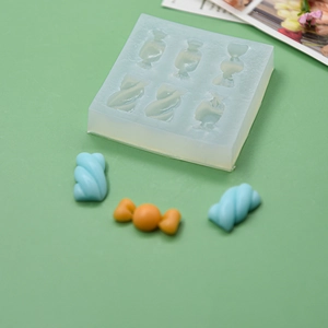 6-cavity silicone candy mold with various shapes for fondant, chocolate and wax crafting