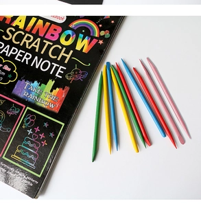 Taccuino in carta antigraffio arcobaleno con dieci pennini in legno colorati per arte fai-da-te