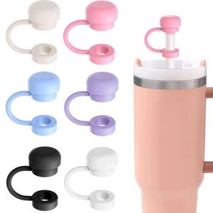 Detailed set of colorful floral silicone straw covers for 10mm tumblers in various colors