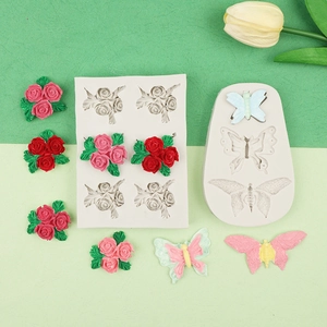 Silicone flower and butterfly molds for DIY fondant, aromatherapy plaster and wax melt crafts