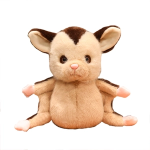 Cartoon sugar glider plush toy in brown and white with pink paws for kids' comfort