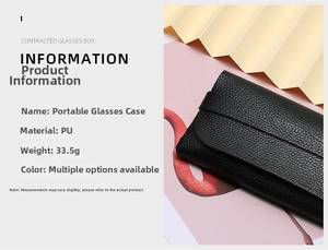 Detail showing high-quality black litchi grain PU leather texture of this sunglasses pouch