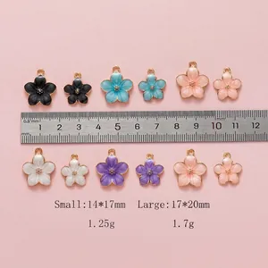 Alloy cherry blossom flower pendants in five colors and two sizes for jewelry making