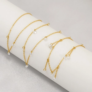 18K Vergoldete Edelstahl Halskette Minimalistische Funkelnde Zirkon Anhänger Mode Schmuck Für Damen Geometrischer Stil