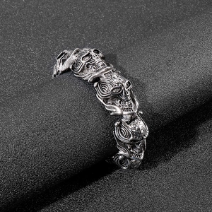 Bracelet tête de mort style punk gothique pour homme en acier inoxydable vintage