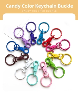 Assorted candy-colored metal lobster clasps and key rings for DIY handmade accessories