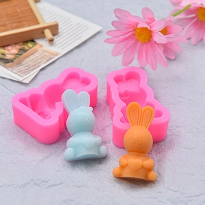 Bunny silicone mold for mousse and ice cream with heart detail and finished rabbit shapes