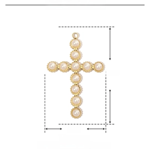 Detailed size chart for the gold viking cross pendant made of stainless steel and pearl