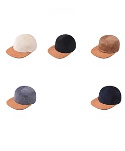 Multiple colors of vintage corduroy 5-panel caps including beige black and navy