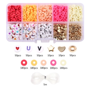 Kit de cuentas de arcilla polimérica de colores con letras para crear joyas artesanales DIY