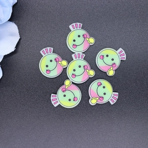 Detail of colorful gradient star smile face plastic charms for DIY phone case crafts