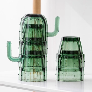 Cactus Koi Fish Shaped Glass Cups Stackable Drinking Water Glasses Textured Decorative Glassware Home Kitchen Office