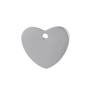 Close-up of heart-shaped stainless steel pendant in silver with smooth polished finish