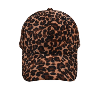Classic leopard print baseball cap with a curved brim and stylish corduroy texture