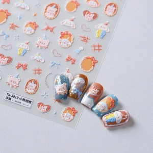 Autocollants nail art 3D en relief avec oursons et chiots mignons pour manucure créative