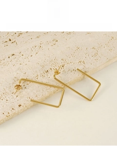 Detail view of 18K gold plated square earrings with lead-free and nickel-free materials