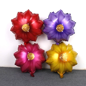 Daisy flower shape aluminum foil balloons in red purple and yellow for wedding decor