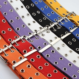 Chic double grommet canvas belts for jeans available in multiple vibrant trendy colors
