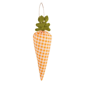 Easter fabric carrot banner decoration with orange plaid pattern and green felt leaves