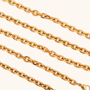 Hip Hop Stainless Steel Link Chain Necklace For Women 18K Gold Plated Cross Chain Bracelet Anklet Waist Chain Fashion Jewelry