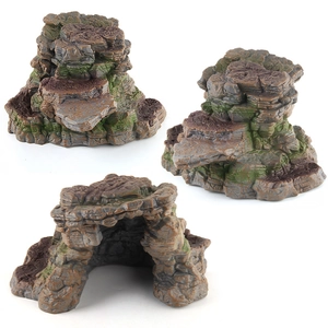 Cuevas de roca artificial con musgo para decoración de acuarios y reptiles