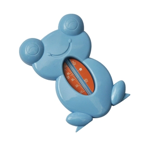 Froschförmiges Baby-Badethermometer in Hellblau mit deutlicher Temperaturskala