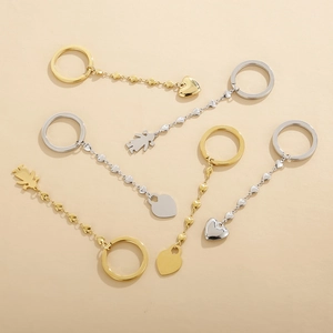 Modern gold and silver stainless steel heart keychains with creative pendants for women