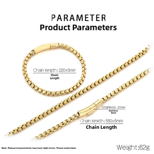 Spécifications de la chaîne en acier inoxydable plaqué or 18 carats collier et bracelet
