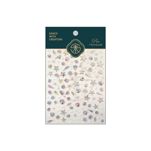 3D ocean nail stickers featuring sea shells, starfish, and pearls with laser finish