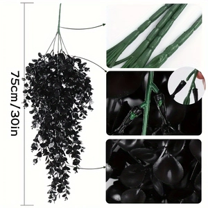 75cm artificial black eucalyptus leaf hanging decoration for Halloween front door decor