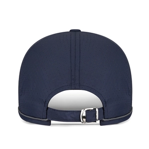 Dark blue quick-dry breathable sun cap with laser-cut holes and metal adjustable buckle