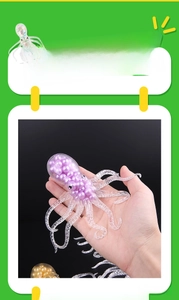 Detailed macro view of octopus stress toy with colorful beads inside for relief