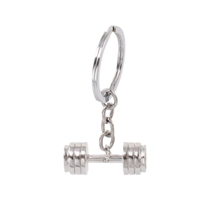 Polished silver dumbbell keychain pendant made of high-quality alloy for fitness lovers