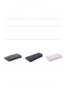 Detailed chart of Kinbata exfoliating washcloths showing sizes and fabric composition