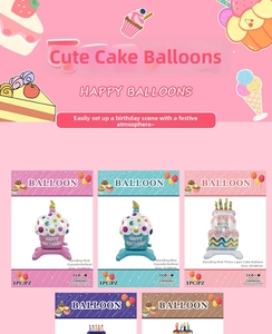 Detailed view of 3-tier cake aluminum foil balloon for birthday party decorations