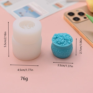 Detailed size parameters for DIY cylindrical silicone mold and finished flower jar