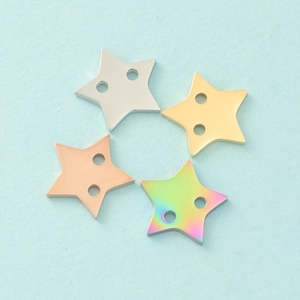 Polished stainless steel 12mm star pendants in gold, rose gold, silver and rainbow colors