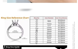 Detailed size chart for bow titanium steel rings showing inner diameter and circumference