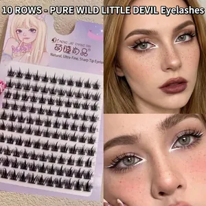 Faux cils Manga naturels 10 rangées grande capacité style Devil pour maquillage des yeux