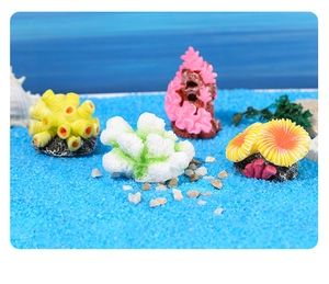 Set of colorful resin coral figurines including anemone for aquarium landscape decor